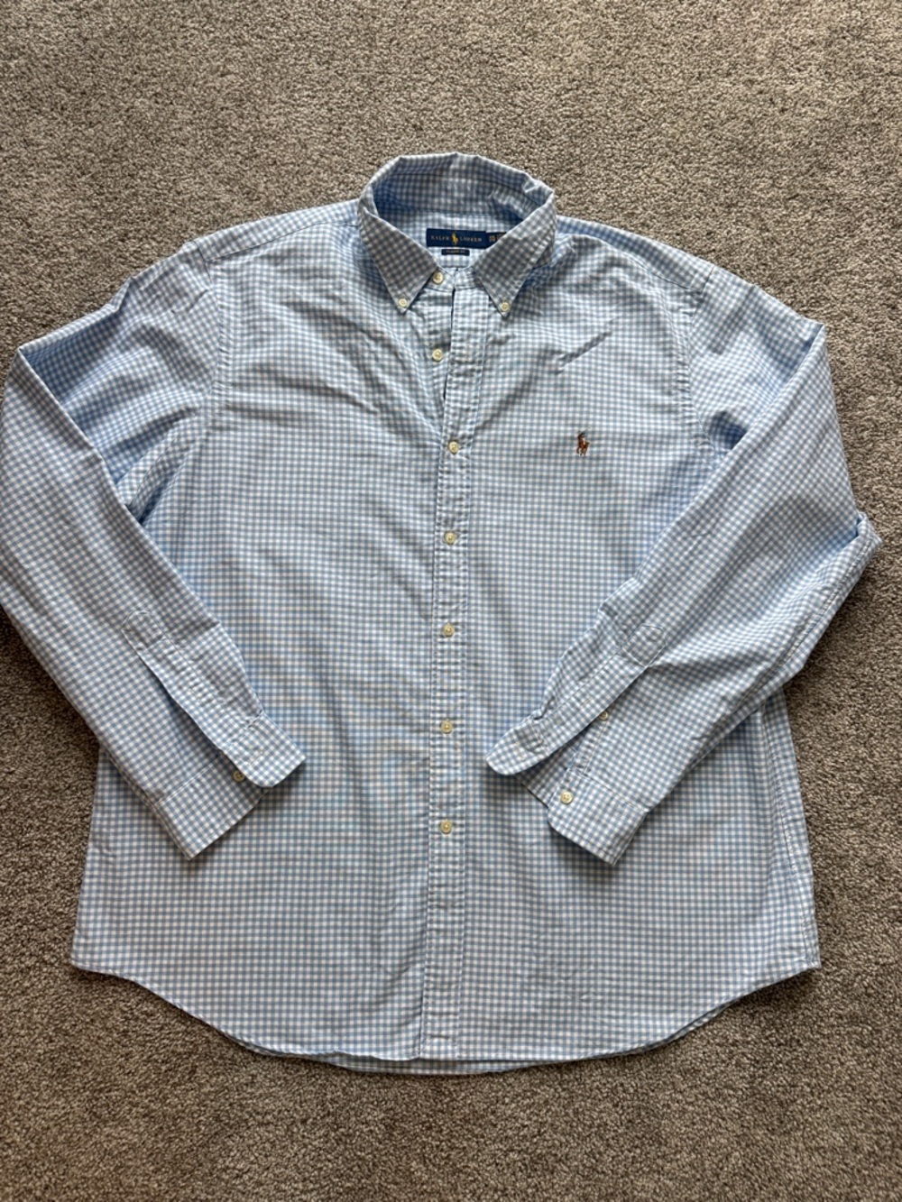 Ralph Lauren Pale Blue Gingham Button-Down Shirt xxl